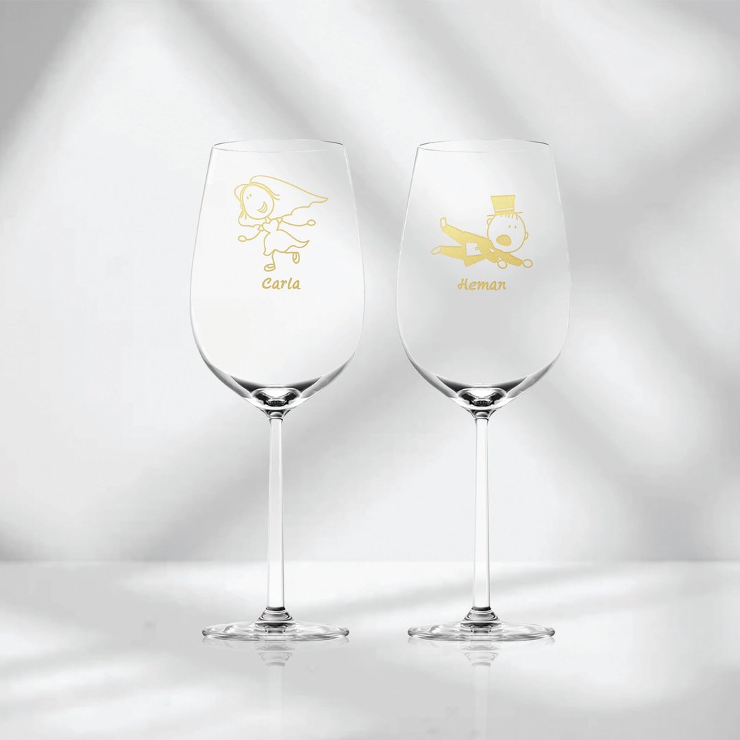 【HotSummer】|订制红酒杯对杯 新婚礼物文字雕刻礼物定制化雕刻 - 酒杯/酒器 - 玻璃 