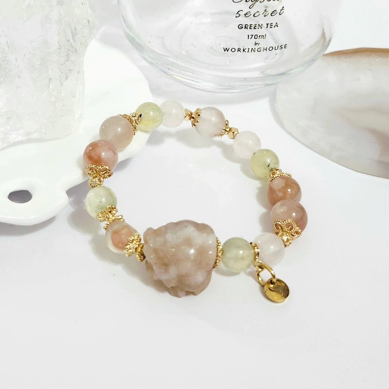 樱花玛瑙龙龟设计款手链/事业运、招桃花之水晶 - 手链/手环 - 水晶 粉红色