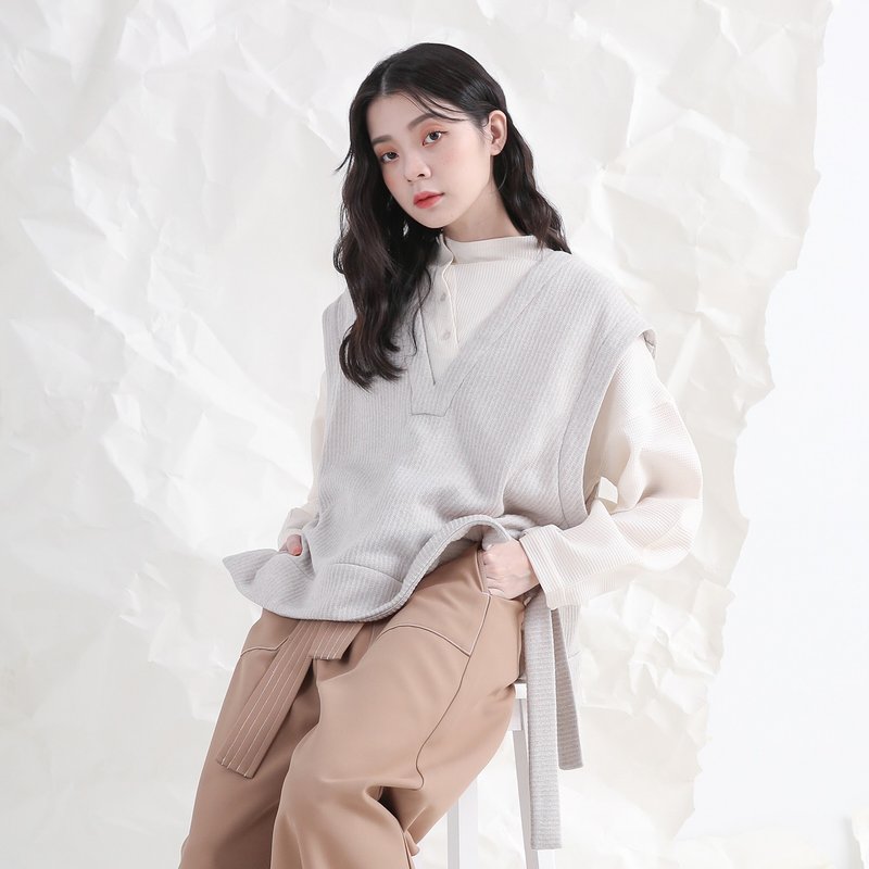 【经典原创】Jinran_浸染双面背心_CLT511_米 - 女装背心 - 羊毛 白色