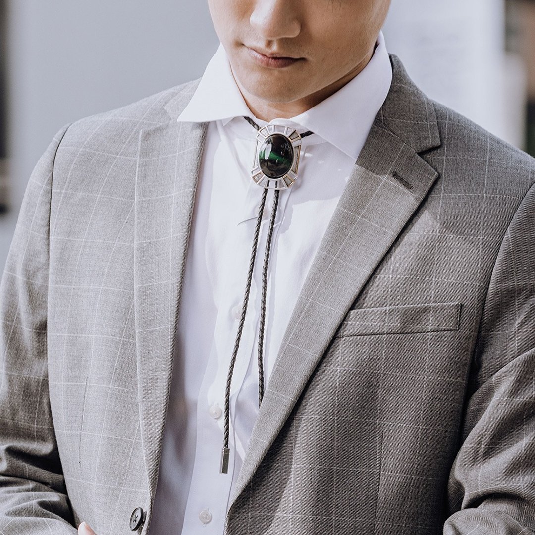 宝匣 保罗领带 Bolo Tie 皮革项链 皮绳领带 长项链 手绘冷珐琅 - 领带/领带夹 - 人造皮革 黑色