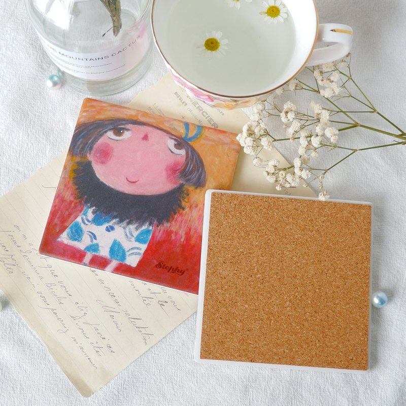 【定制化礼物】春夏秋冬手绘风 陶瓷杯垫 I 隔热垫 - 杯垫 - 陶 