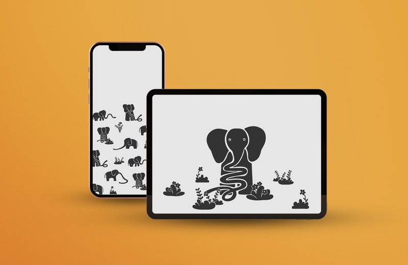 大象溜滑梯 儿童游乐场原创印花壁纸 电子档 - 电脑手机桌布/贴图/App 图示 - 其他材质 