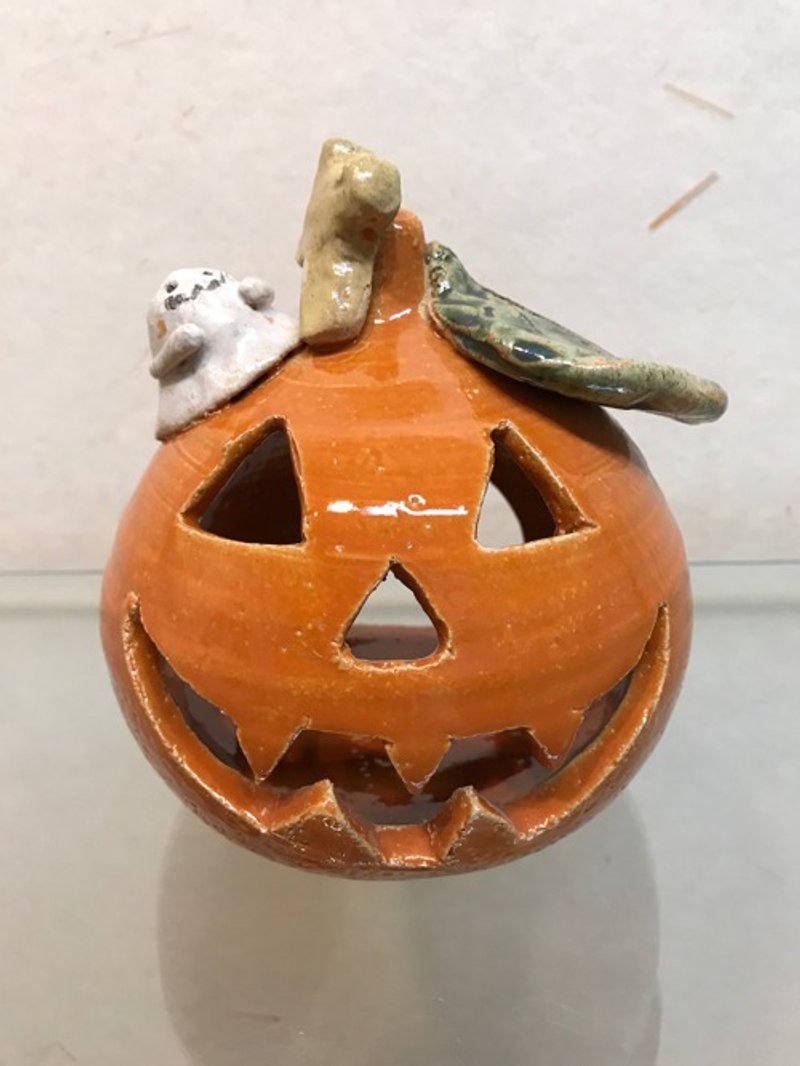 ハロウィン　ジャックオーランタン - 摆饰 - 陶 橘色