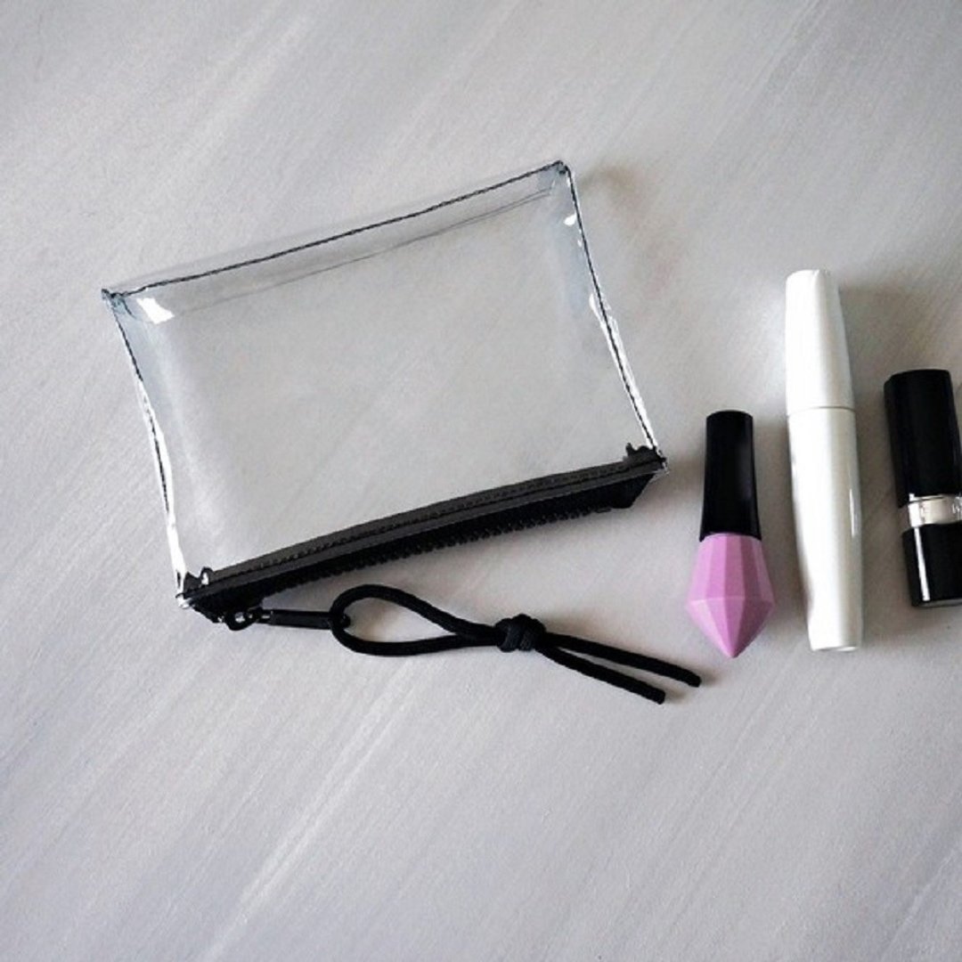 Black × clear PVC pouch coin case cosmetic pouch - 化妆包/杂物包 - 防水材质 透明