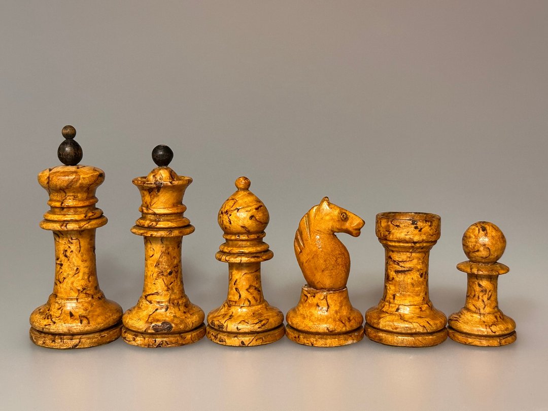 沙皇时代俄罗斯卡累利阿桦木西洋棋，极为罕见 - 桌游/玩具 - 木头 黑色