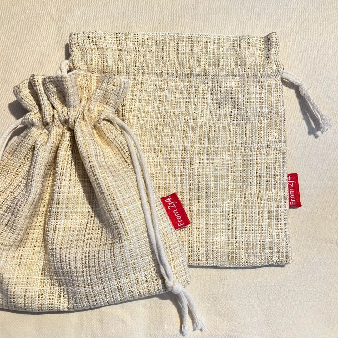 From2j4手工布包_平面束口袋 - 束口袋双肩包 - 棉 金色