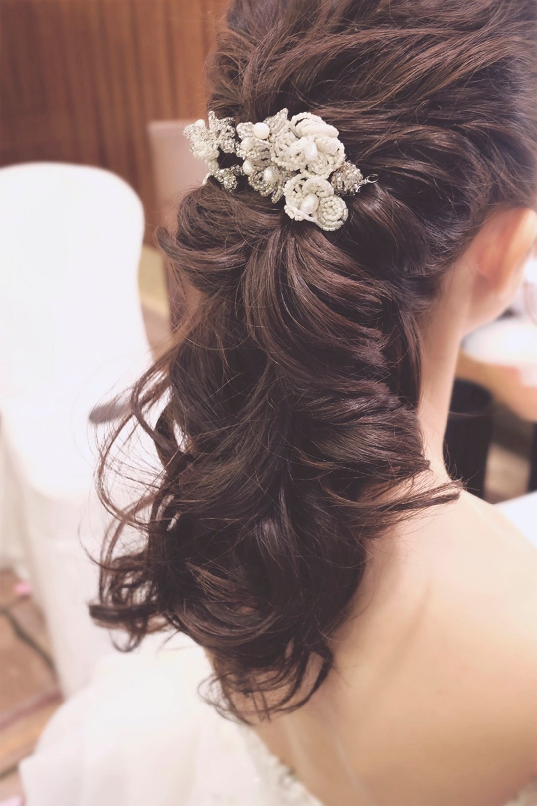 Bridal Headpiece, 水晶银白串珠花型新娘头饰,婚纱头饰 - 发饰 - 玻璃 银色