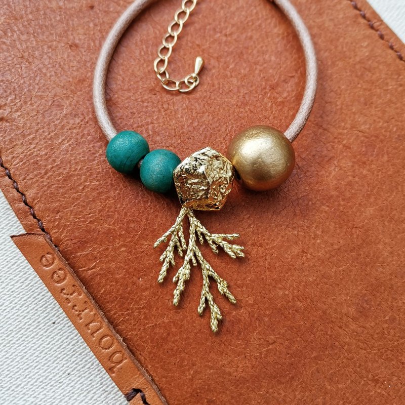 风落形物 皮革手链 绿豆针叶 - 手链/手环 - 铜/黄铜 金色