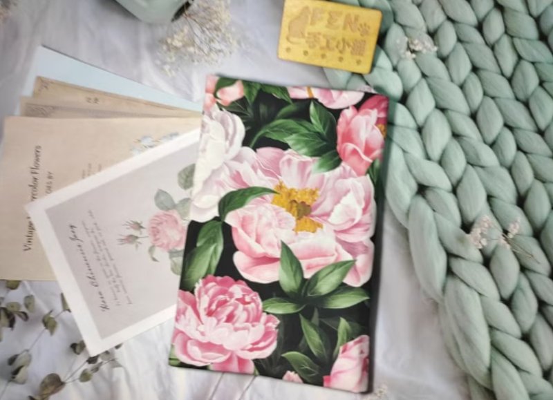 花朵系列-韩国棉布艳丽牡丹布书套-布书套-布书衣可适用圣经 - 书衣/书套 - 棉．麻 