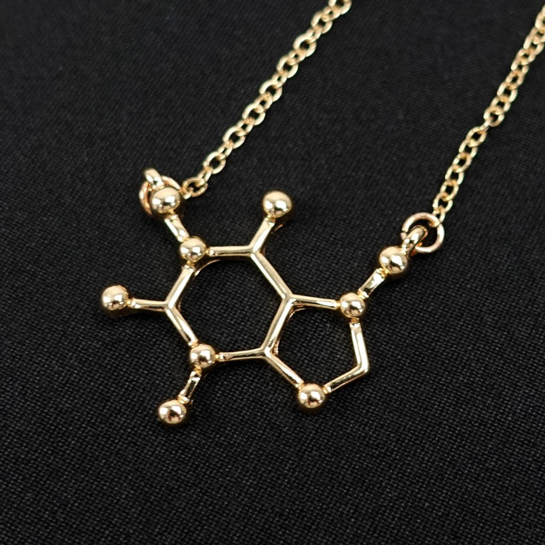 化学分子项链-咖啡因项链 化学系饰品 礼物 创意化学 - 项链 - 其他金属 金色