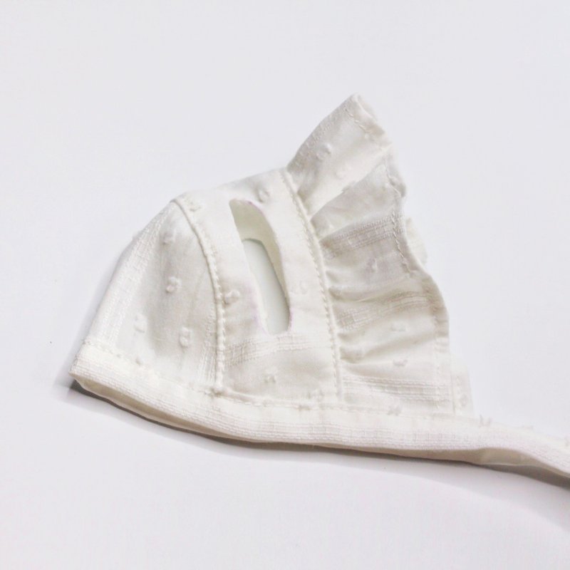 白色小波点遮阳帽 - 衣/帽 - 棉．麻 白色