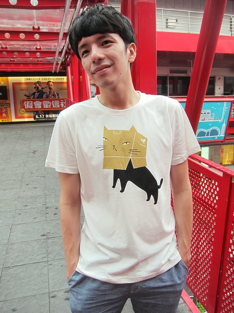 躲猫猫2－纯棉中性T-Shirt - 中性连帽卫衣/T 恤 - 棉．麻 白色