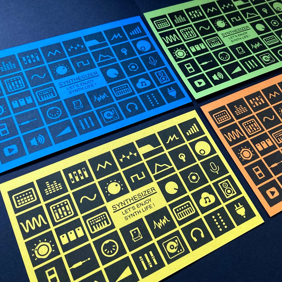 【明信片】合成器图标明信片四张组 Vivid Tone Set - 卡片/明信片 - 纸 黄色