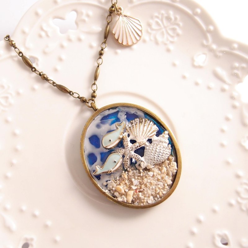 Sit Down PLS 大师的 鱼儿鱼儿水中游 【Cn0186-f】鲸鱼 x 星沙 x 贝壳 x 造型长项链 - 项链 - 其他材质 蓝色