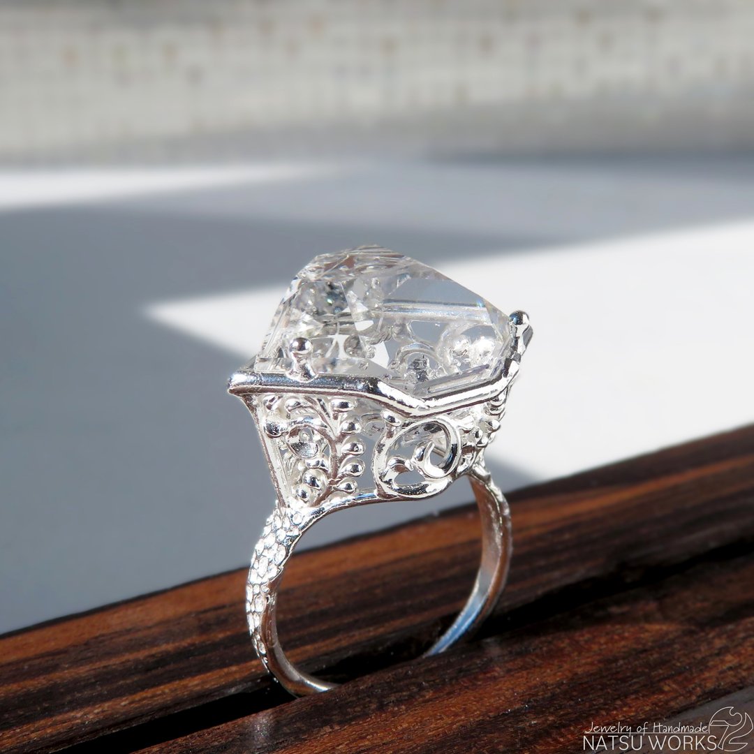 赫基默钻石 戒指 / Herkimer Diamond Ring 1 - 戒指 - 宝石 透明