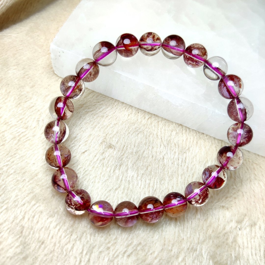 红胶花 Hematoid Quartz 手串 手链 天然水晶 8mm - 手链/手环 - 水晶 