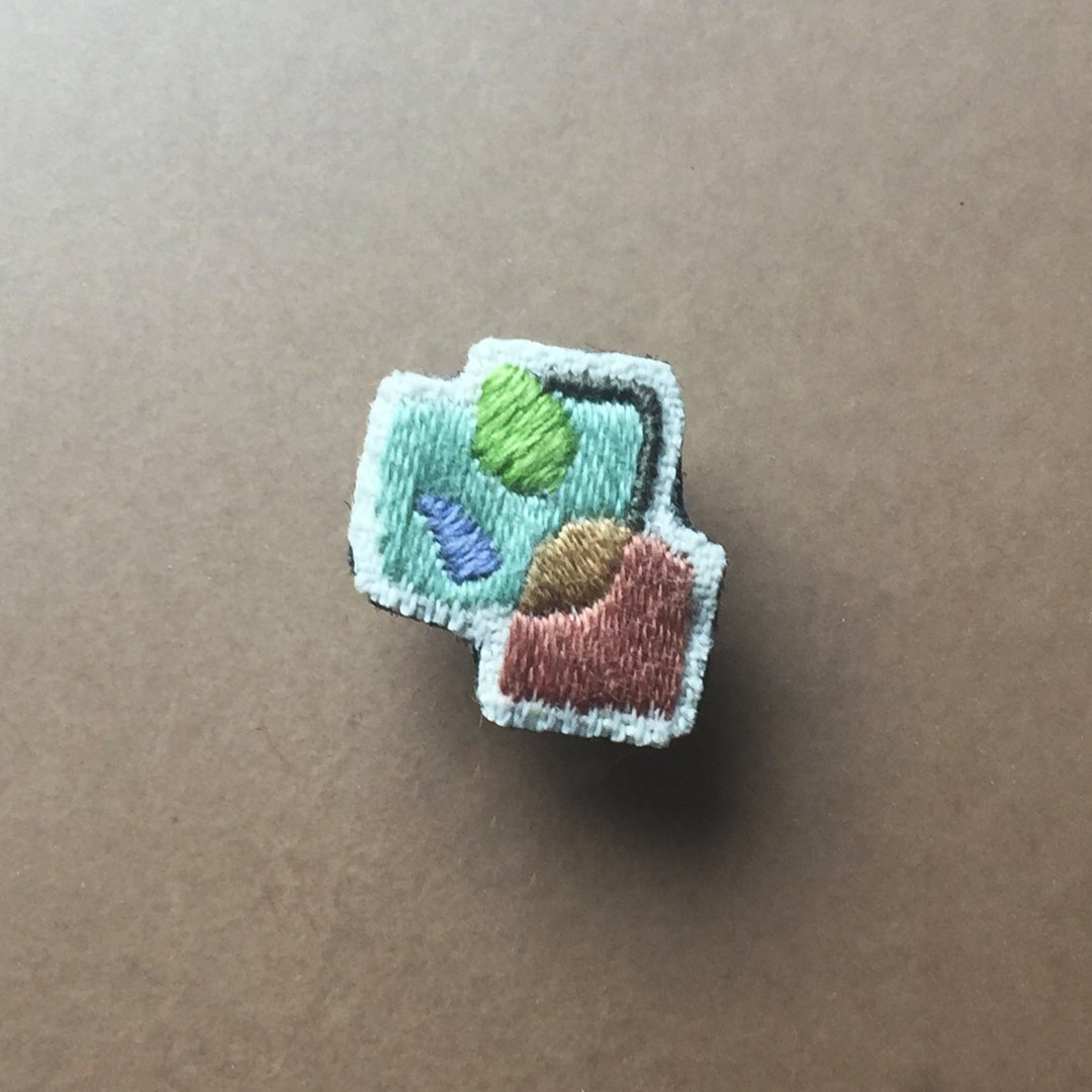 迷你手工刺绣胸针/别针 秋天的几何系列02 - 胸针 - 绣线 多色