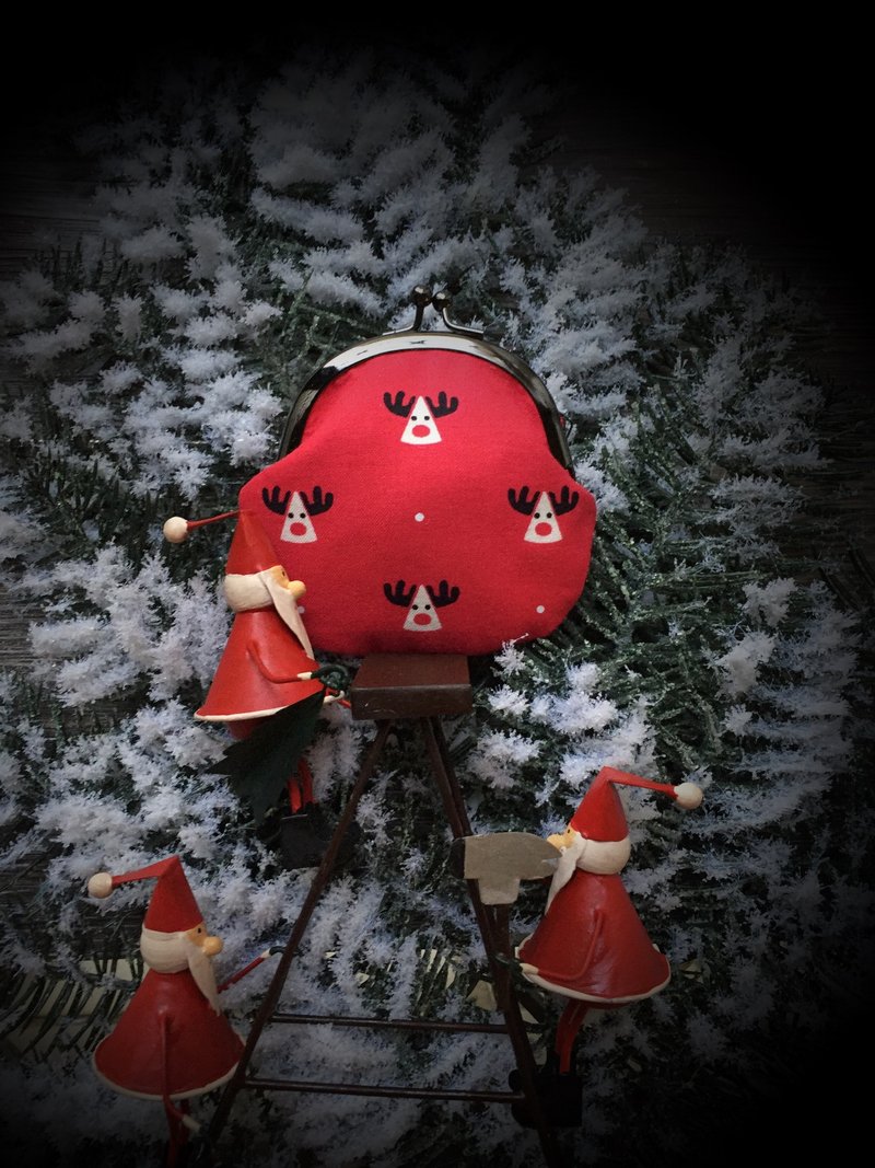 耶诞节特别企划-日本麋鹿小口金包 - 零钱包 - 棉．麻 