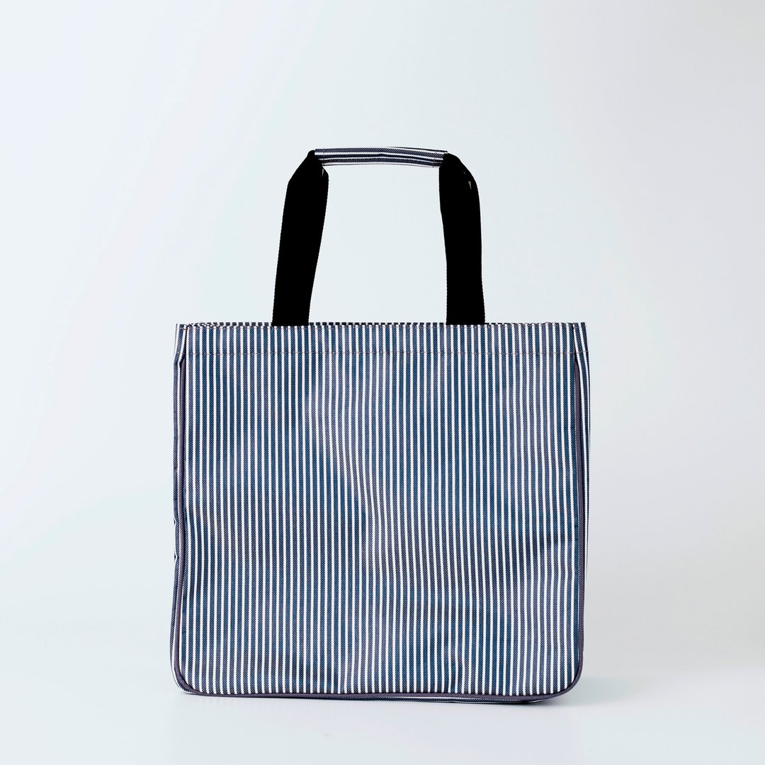 NAVY STRIPE COLLECTION: BAGGING: SHOPPING BAG - 手提包/手提袋 - 棉 蓝色