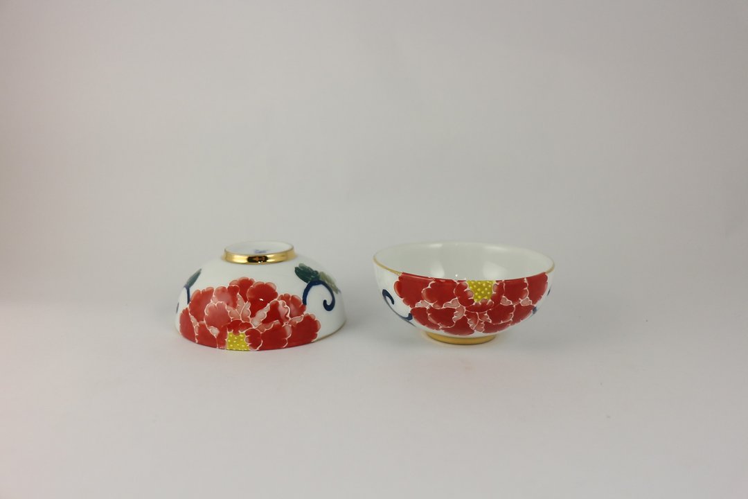 纯手绘茶杯-半朵牡丹对杯(中圆杯)-红花 - 茶具/茶杯 - 瓷 红色