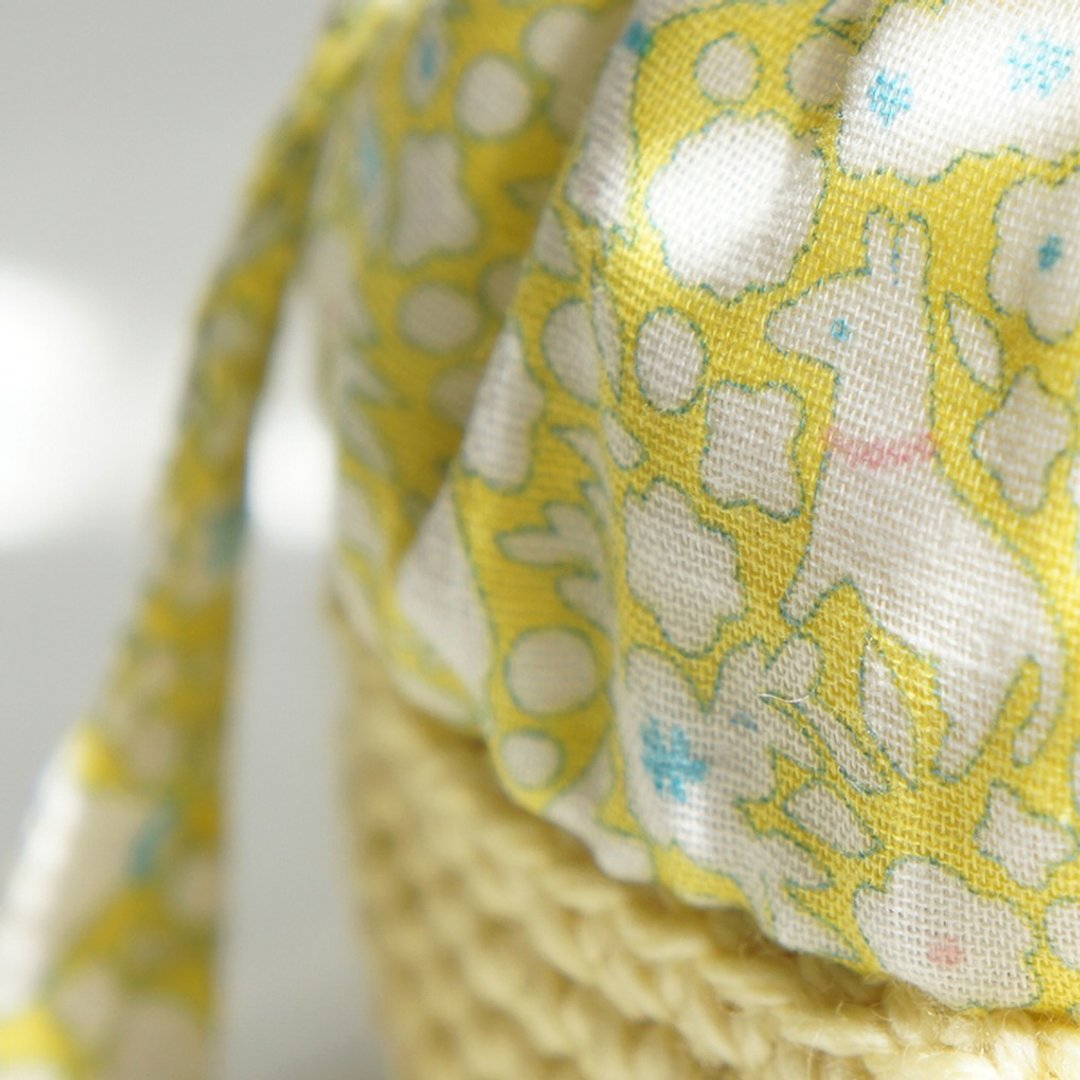 Ba-ba handmade mini drawstring bag  No.K30 - 化妆包/杂物包 - 棉 黄色