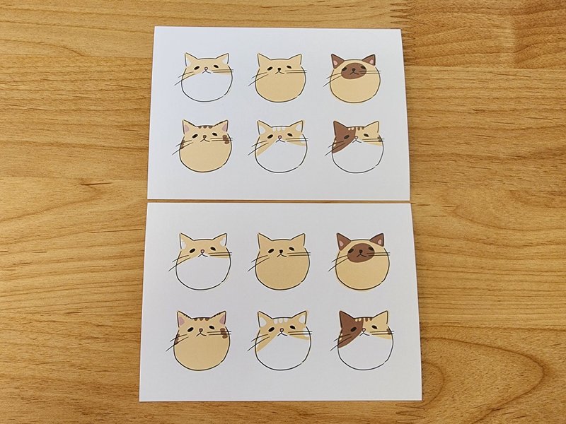 【明信片】可爱猫猫头 插画明信片 - 卡片/明信片 - 纸 多色