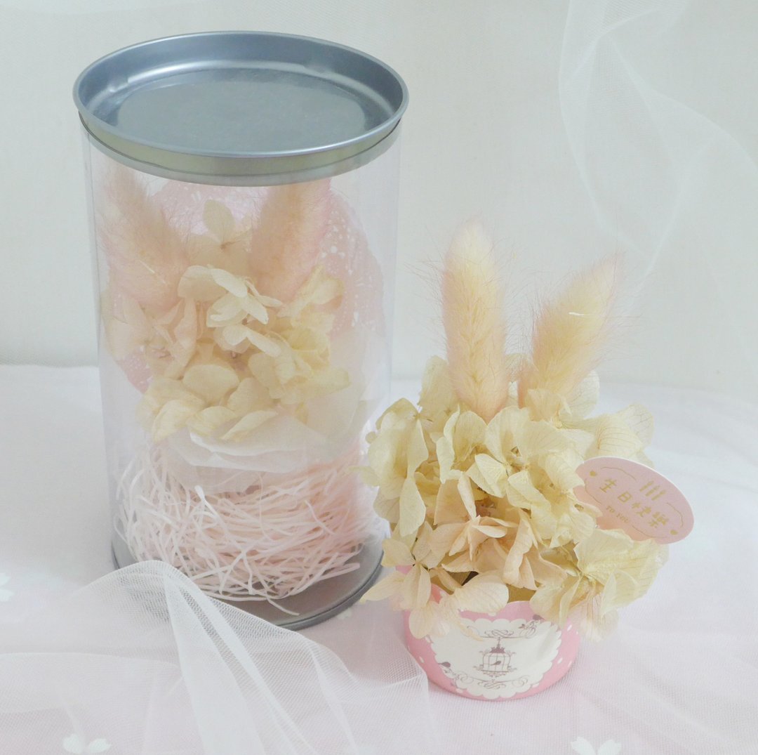 樱花白兔蛋糕花束罐 结婚捧花永生干燥花毕业谢师礼物生日毕业礼 - 植栽/盆栽 - 植物．花 粉红色