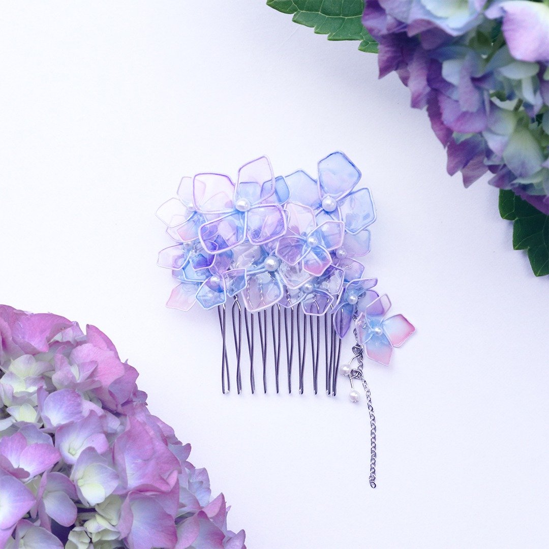 Hydrangea hair ornament - 发饰 - 其他材质 紫色