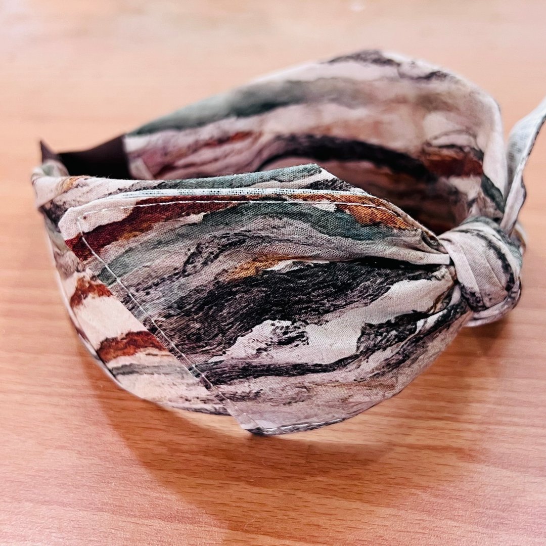 MOYA 宽版手工发箍 木纹 - 发饰 - 棉 蓝色