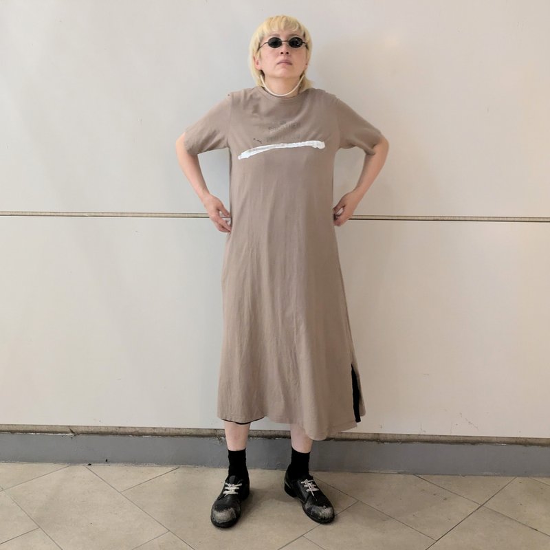 【drip】painted cutsaw one-piece - 洋装/连衣裙 - 棉．麻 