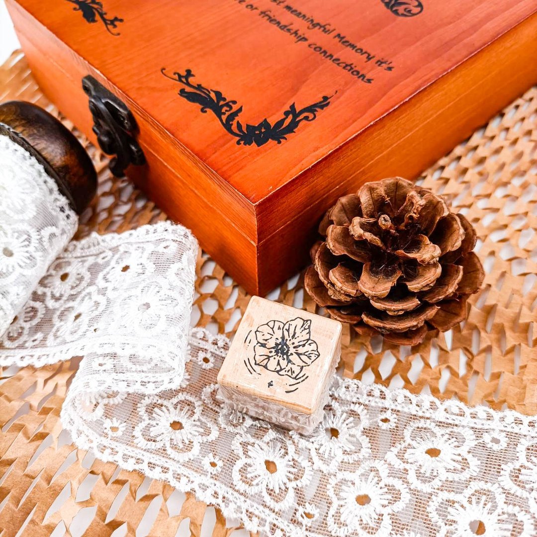 3E118_花系列M/ Flower series.M/櫸木印章 Wood Rubber Stamp - 印章/印台 - 木头 卡其色