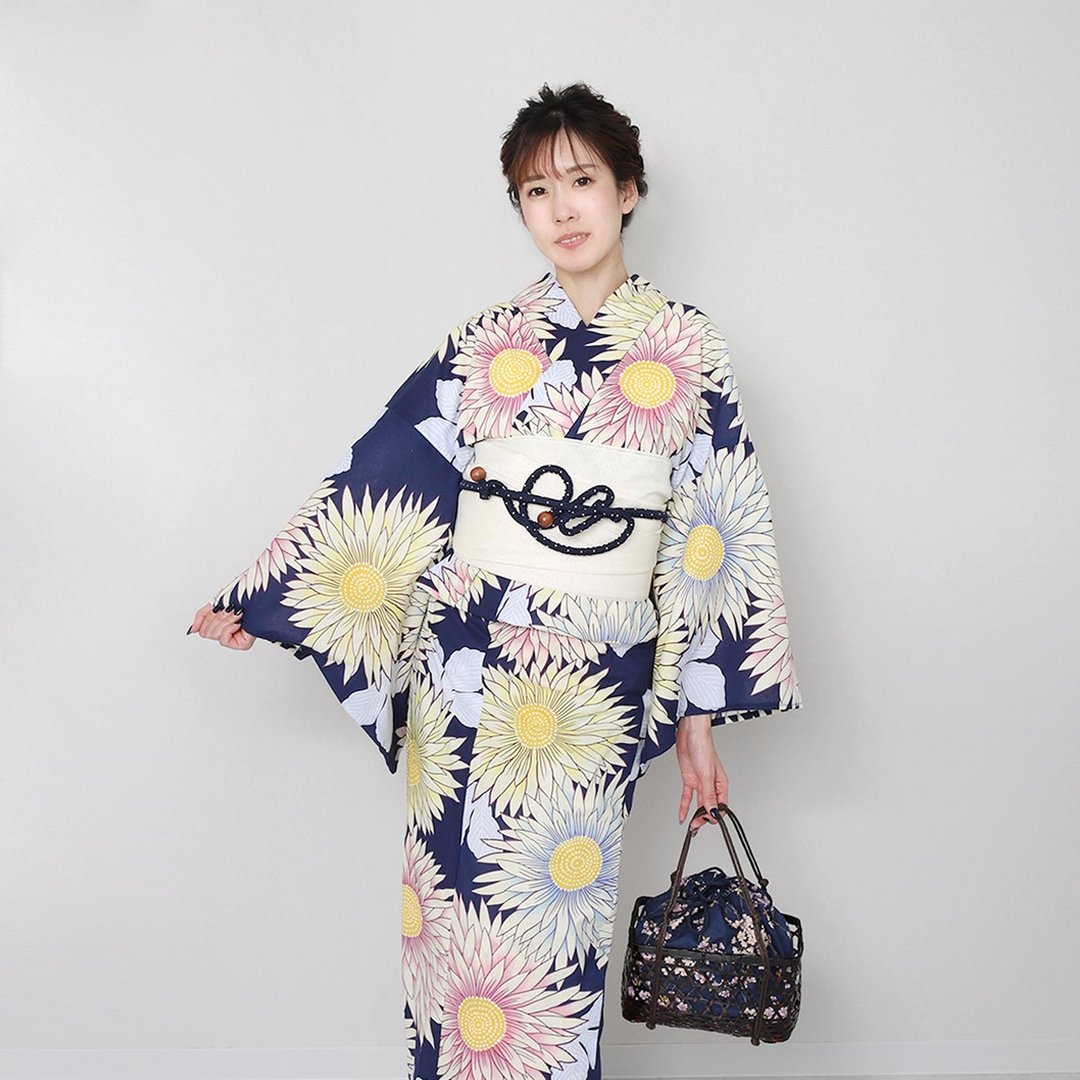 日本 和服 女性 浴衣 腰带 2件组 F Size x27-49 yukata - 其他 - 棉 黄色