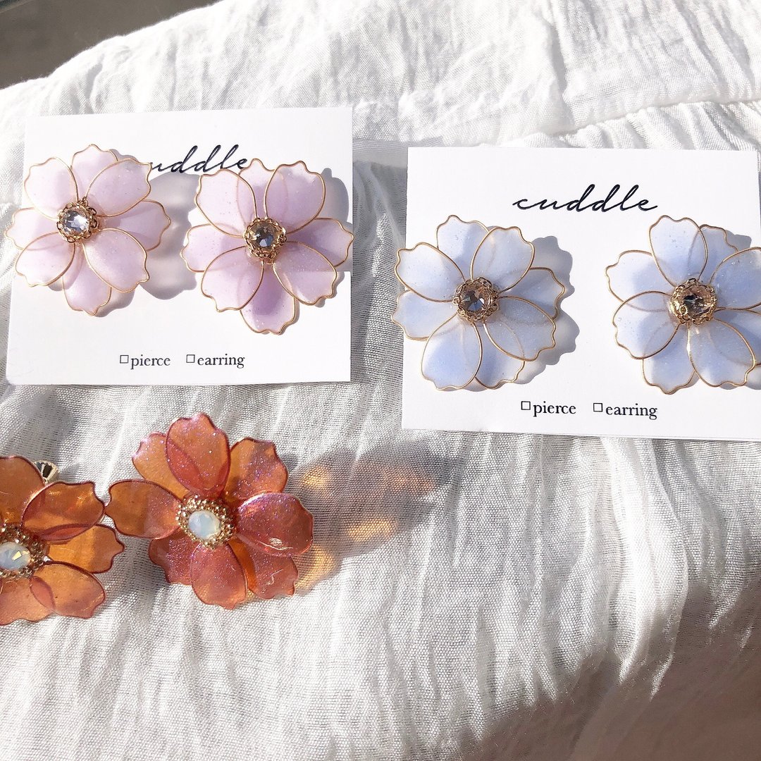 Gorgeous autumn cherry earrings (matt purple) Top left of the photo - 耳环/耳夹 - 树脂 