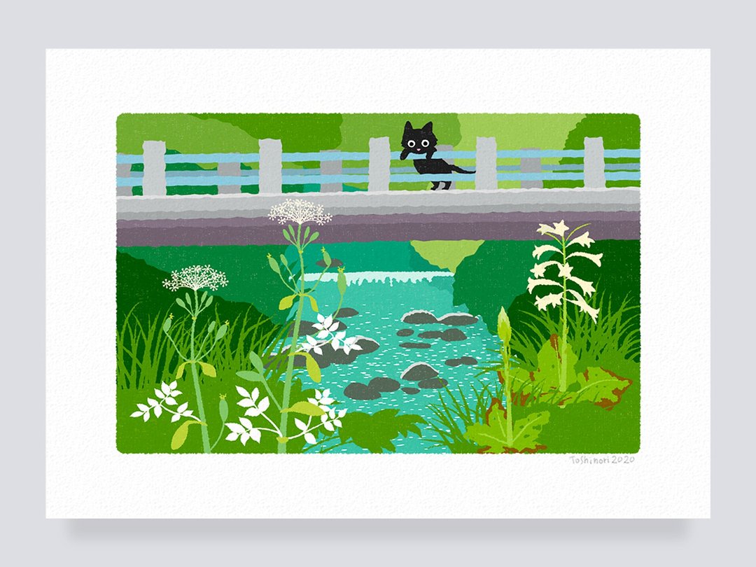Art print / 07.Bloom under the bridge - 海报/装饰画/版画 - 纸 绿色