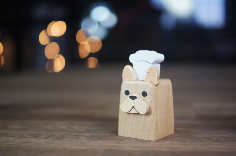 忠实调味罐-法国斗牛犬 - 调味罐/酱料瓶 - 木头 咖啡色