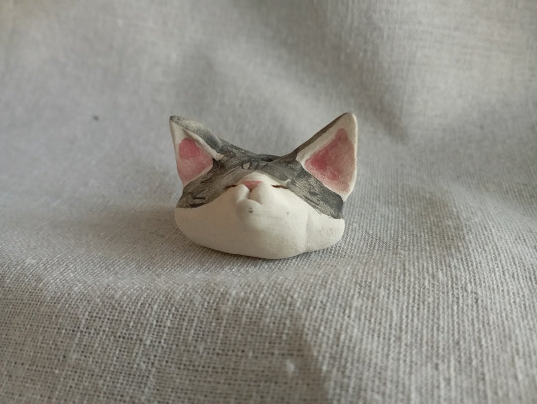 手捏陶猫线香座 居家摆饰 办公室疗愈小物 - 摆饰 - 陶 