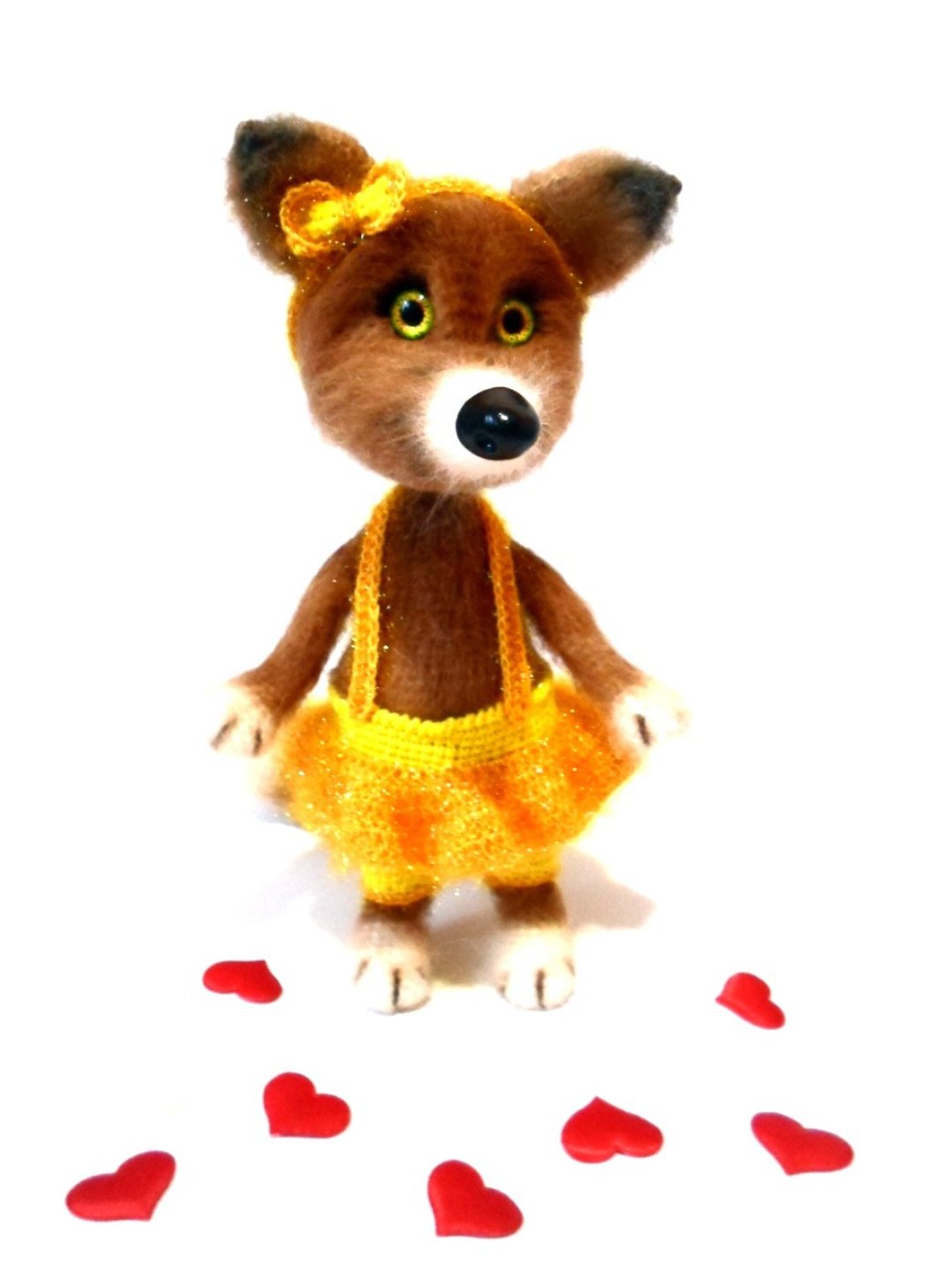Animal fox Stuffed fox Amigurumi toys Crochet fox Plush toy - 玩具/玩偶 - 羊毛 咖啡色