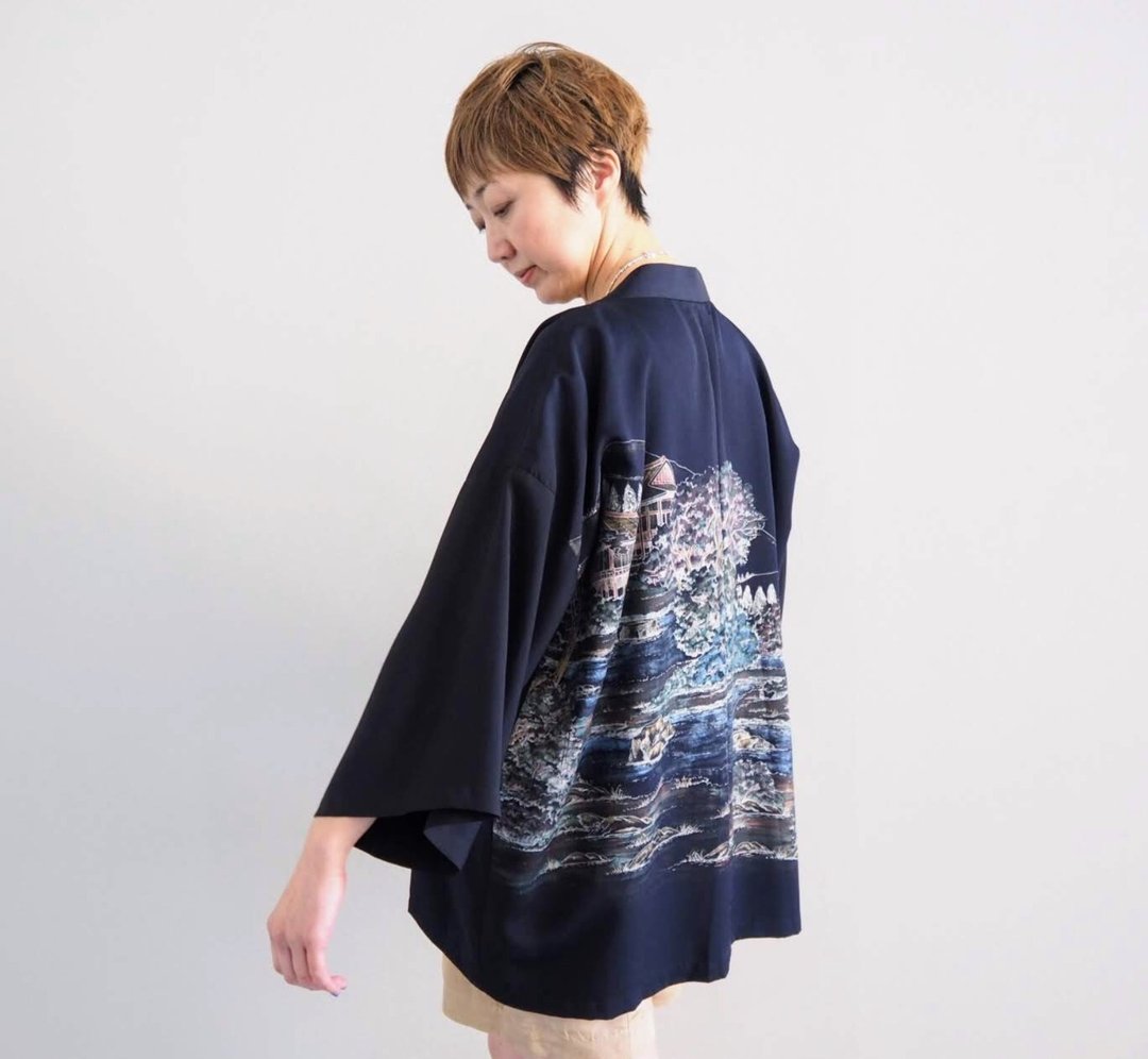 奢华真丝和服衬衫、升级改造和服衬衫、普通话领、独一无二 - 女装衬衫 - 丝．绢 
