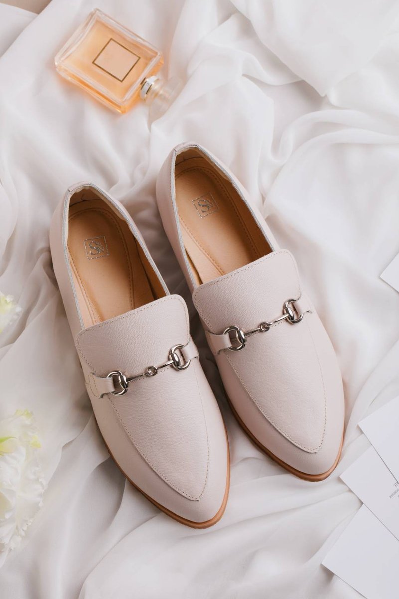 毕业【维纳斯】全真皮马衔扣乐福鞋_裸粉 | 手工订制 | MIT大尺码 - 女款牛津鞋/乐福鞋 - 真皮 