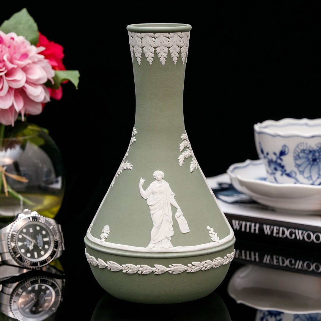 英国制Wedgwood缪思女神1979年希腊神话陶瓷居家插花花器花瓶 绿 - 花瓶/陶器 - 瓷 