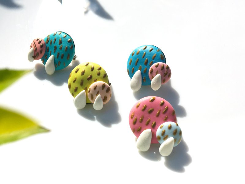 可爱的两颗小树扣针  - 胸针 - 陶 粉红色