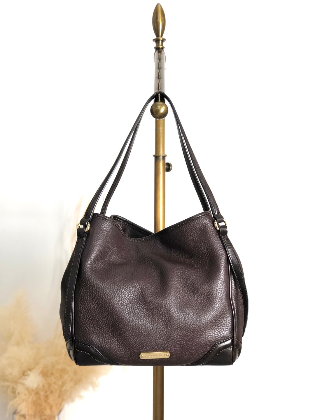 【日本直送 名牌中古包】BURBERRY 巴宝莉 侧背包 深棕色 Logo 皮革 流浪包 vintage 复古 czmhjj - 侧背包/斜挎包 - 真皮 咖啡色