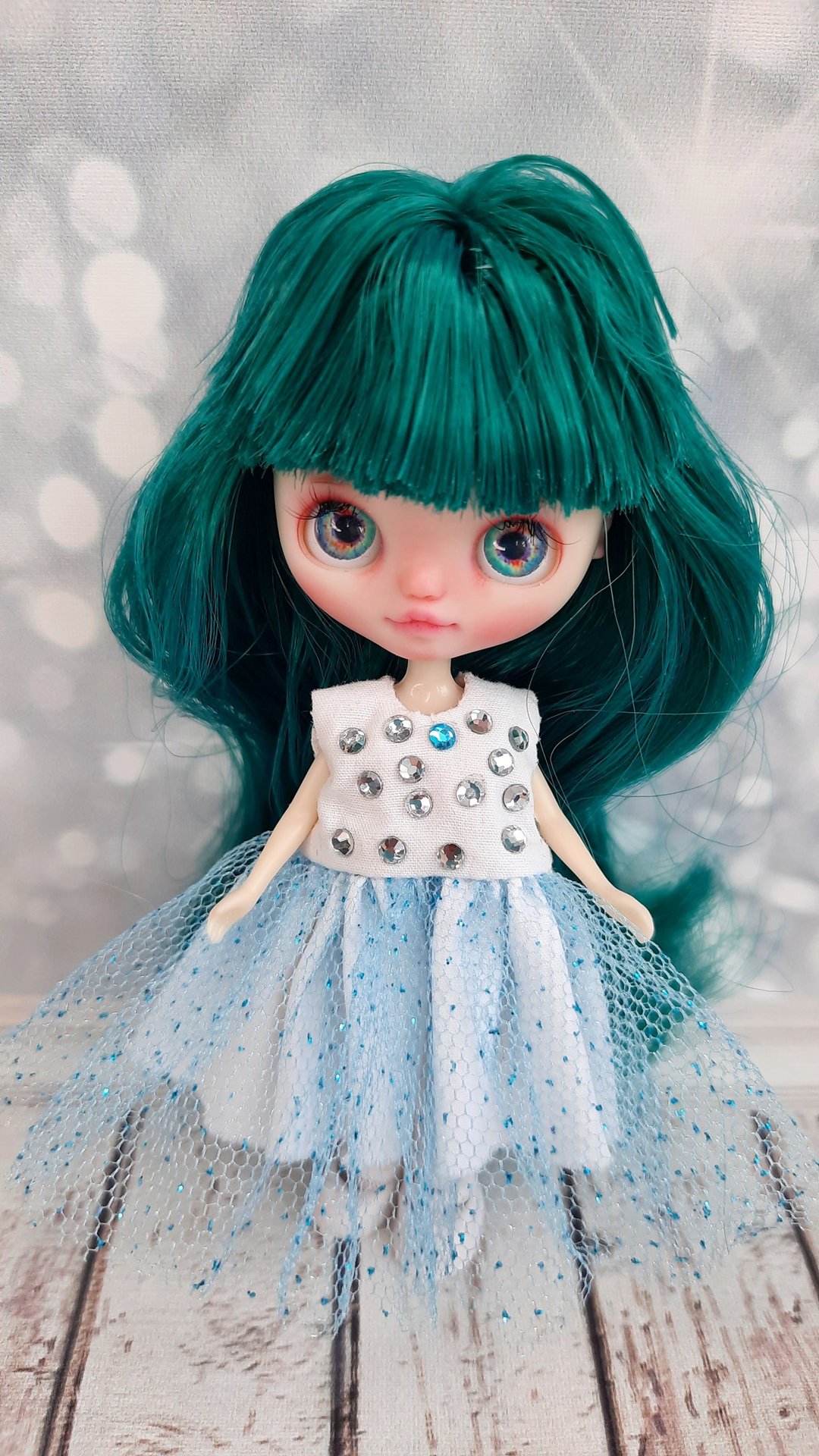 Doll.Custom Petite Blythe.Miniature doll.doll with green hair.little doll - 花瓶/陶器 - 塑料 绿色