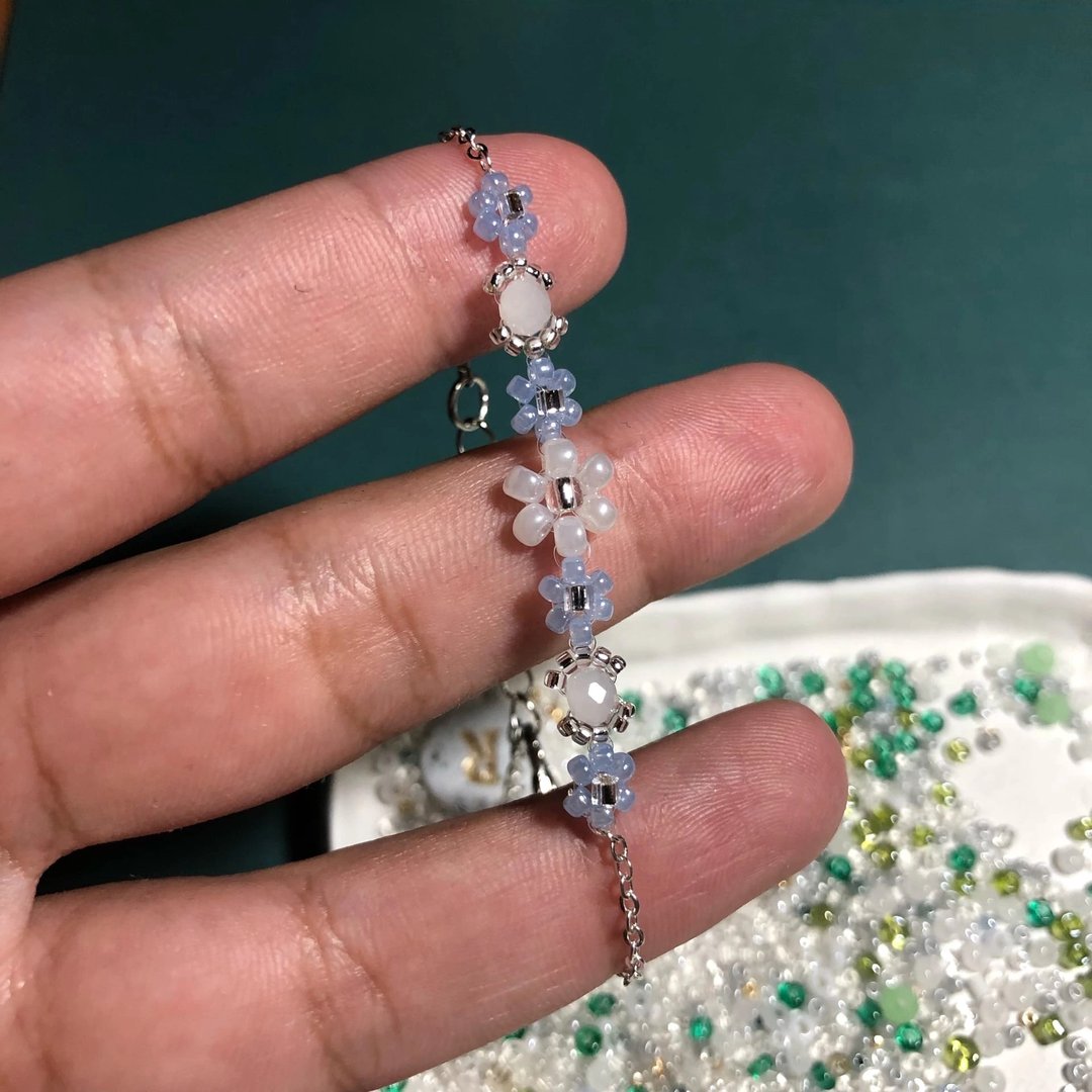 2 bracelet and ring  custom for Vanessa - 戒指 - 玻璃 白色