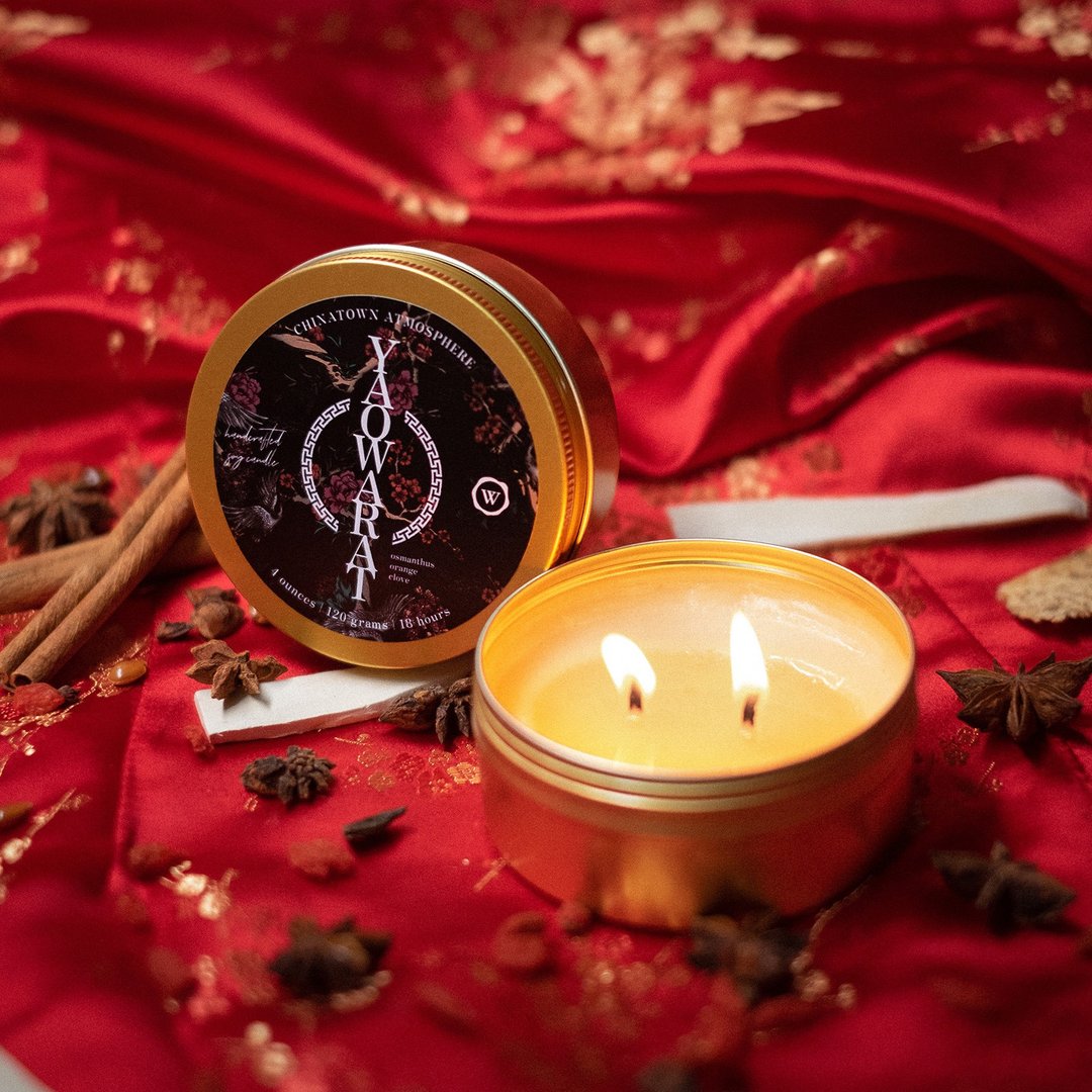 Soy Candle Yaowarat Blend Travel Tin - Osmanthus, Orange, Clove - 蜡烛/烛台 - 其他材质 银色