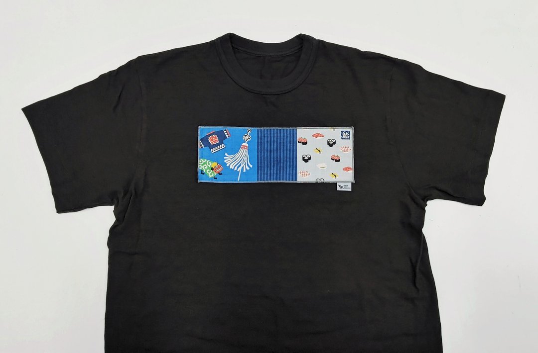 小牛村 男女 竹节棉 短袖上衣 T-shirt T恤 / 和风寿司 - 中性连帽卫衣/T 恤 - 棉 黑色