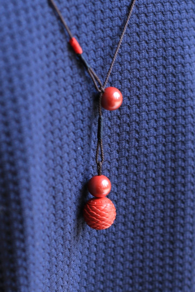 春秋原创设计 | 高含量原矿水飞砂 龙鳞珠 | 项链 - 项链 - 半宝石 红色