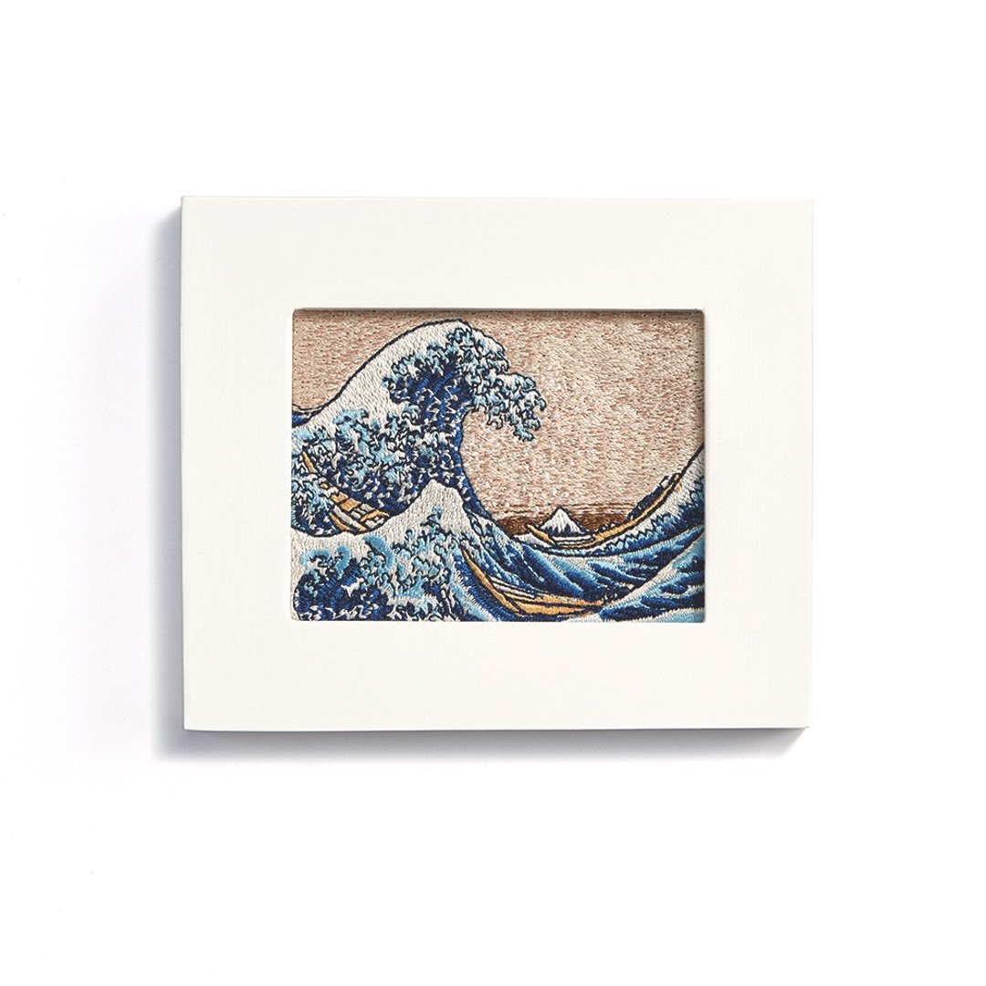 精品刺绣 / 磁铁框 / 葛饰北斋【 神奈川冲浪里 】 - 画框/相框 - 绣线 