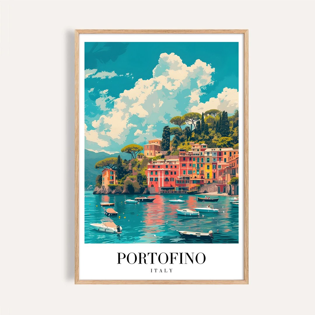 波多菲诺海湾 Portofino Coastal View / 城市景观插画海报 挂画 - 海报/装饰画/版画 - 纸 
