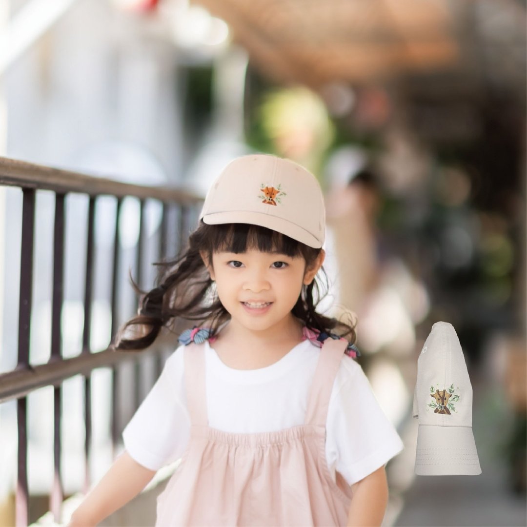 米灰色经典儿童球帽-吸湿排汗 调节尺寸 刺绣 软帽平檐 环保 - 帽子 - 环保材料 